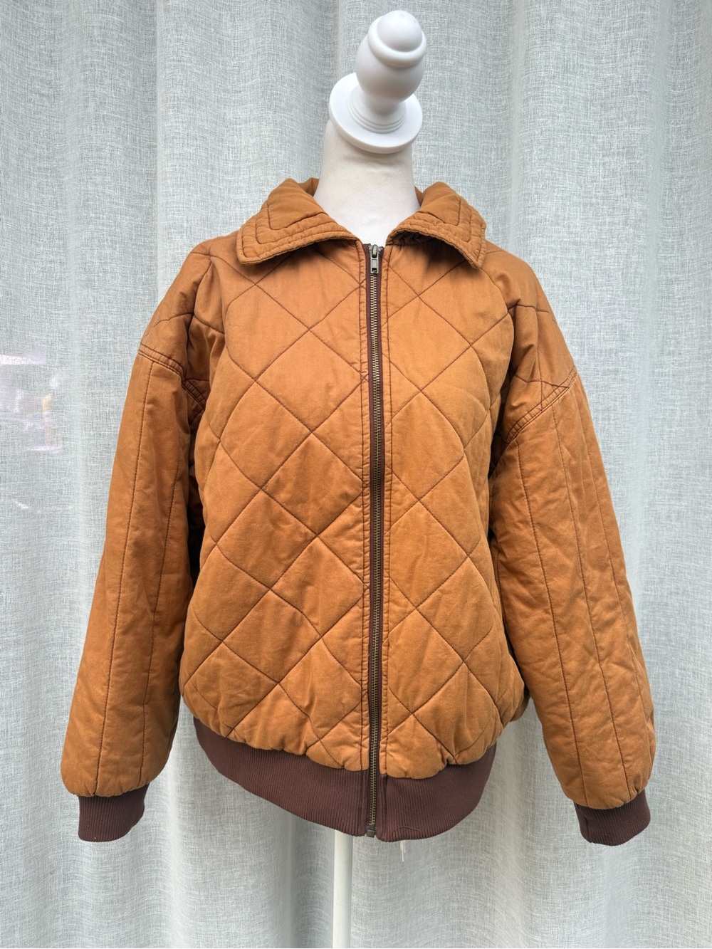 Coco&Shay Orange rust quilted soft cotton bomber jacket